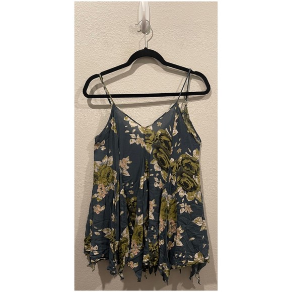 FREE PEOPLE Alyson Go To Gauze V-Neck Green Floral Top - Picture 3 of 7